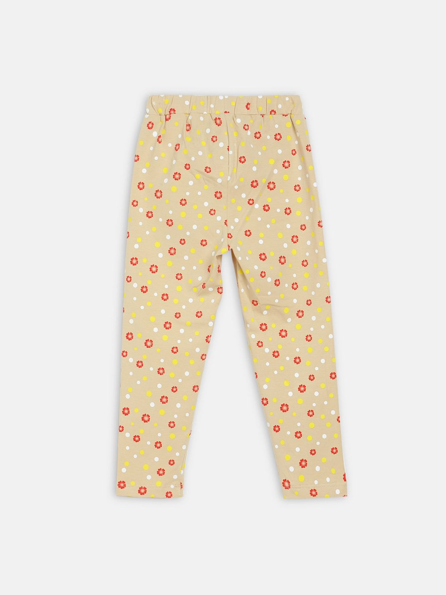 Blue Giraffe Girls Beige Cotton Printed Leggings