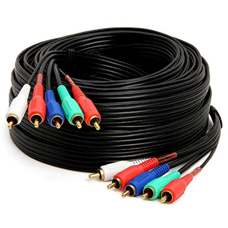 Cmple - Component Video Audio Cable 5-RCA Gold HDTV RGB YPbPr -50 FT