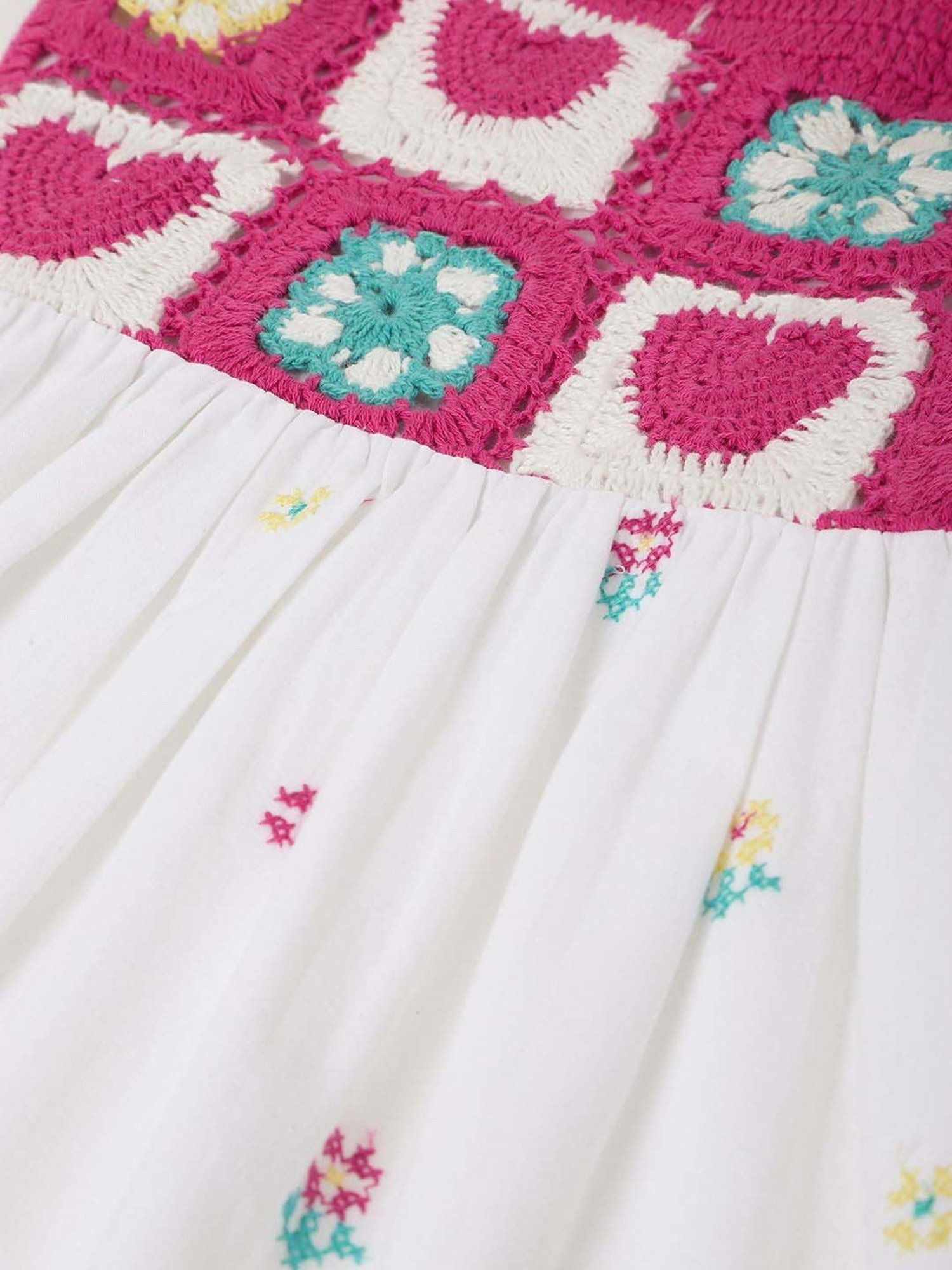 Blue Giraffe Kids White Cotton Dress