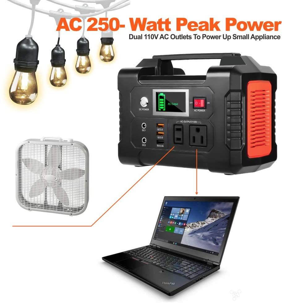 200W Portable Power Station FlashFish 40800mAh Solar Generator with 110V AC Outlet/2 DC Ports/3 USB Ports, Backup Battery Pack Power Supply for CPAP Outdoor Advanture Load Trip Camping Emergency