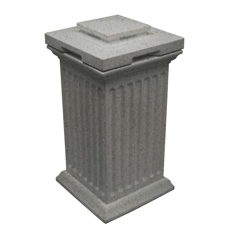 Good Ideas Savannah Outdoor Column 30 Gallon Polyethylene Storage and Waste Bin, Light Granite