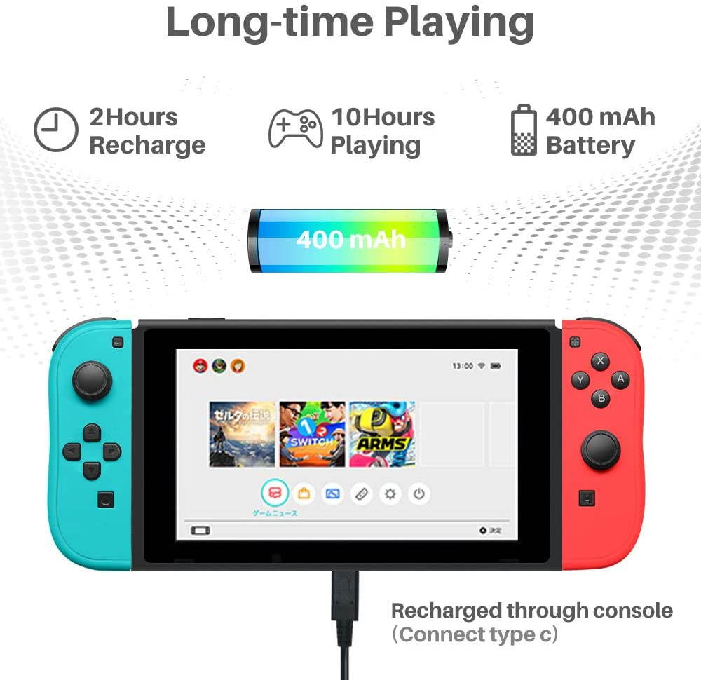 Joy-Pad Controller Compatible with Switch,Left and Right Controllers with Straps Support Wake-up Function(Blue and Red)