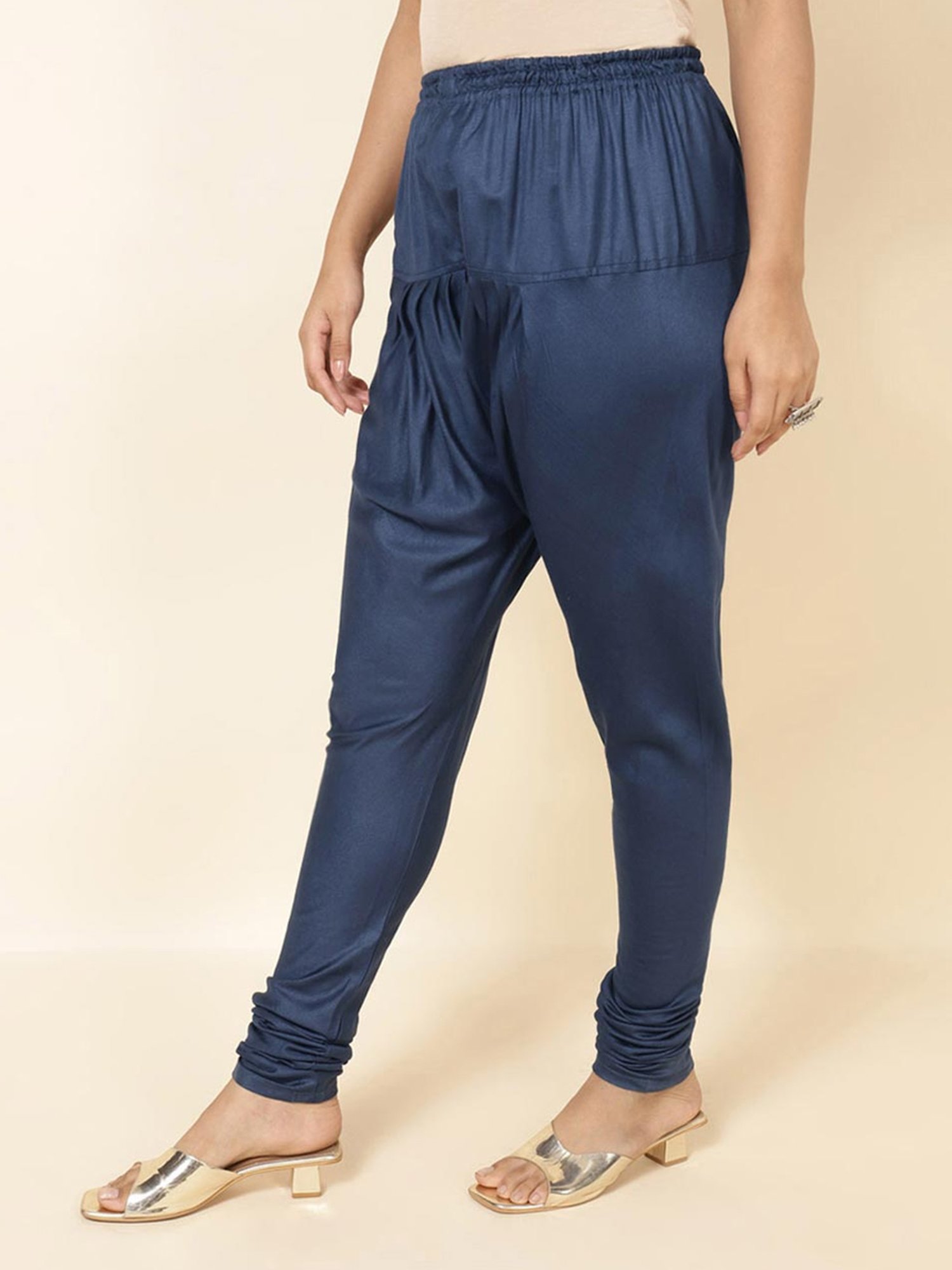 Saffron Threads Black Elasticated Palazzos