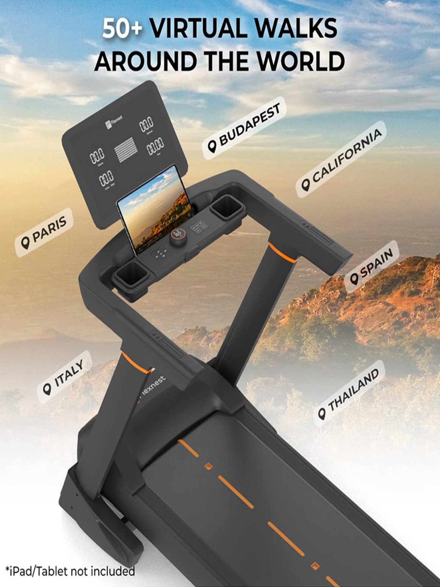 Flexnest Flextread Plus Treadmill with Incline Mode, Wireless Bluetooth Speaker