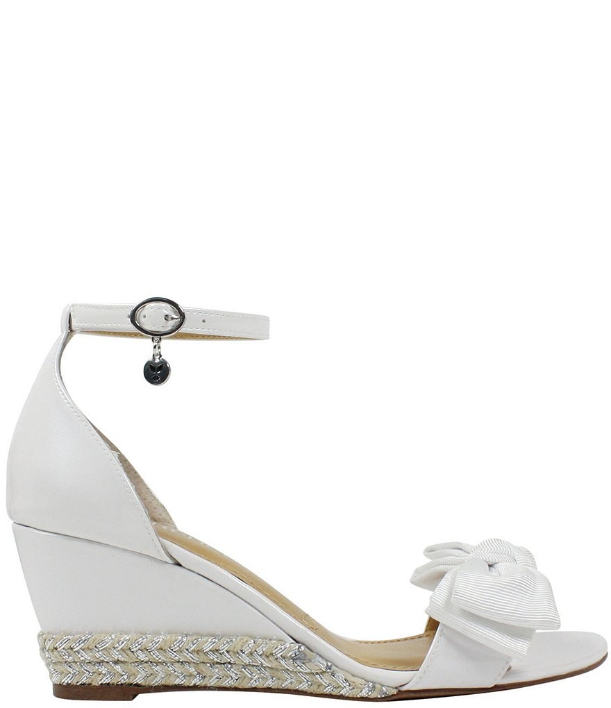 J. Renee Dariann Patent Bow Espadrille Wedge Ankle Strap Sandals