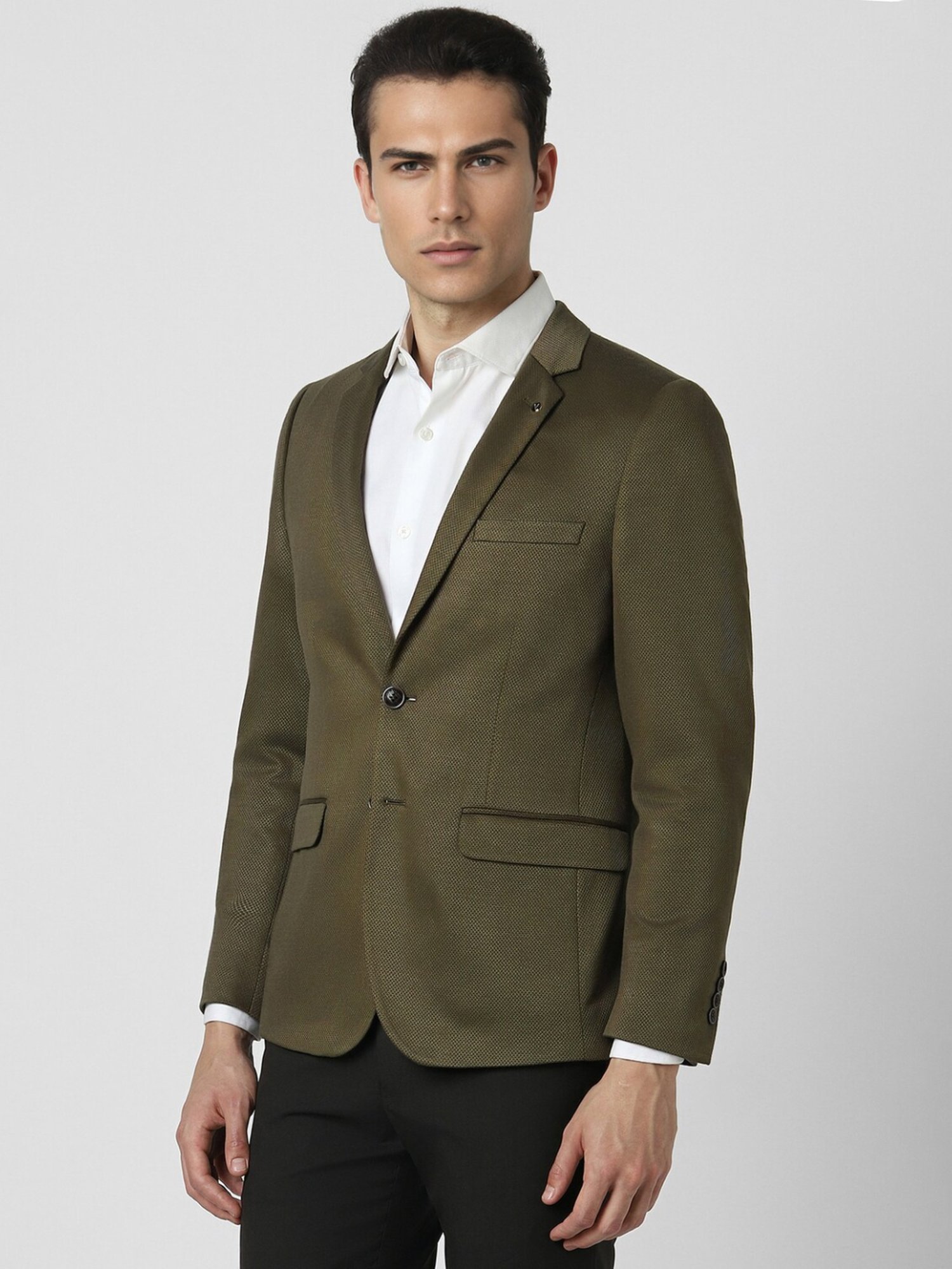 Van Heusen Green Slim Fit Texture Blazer