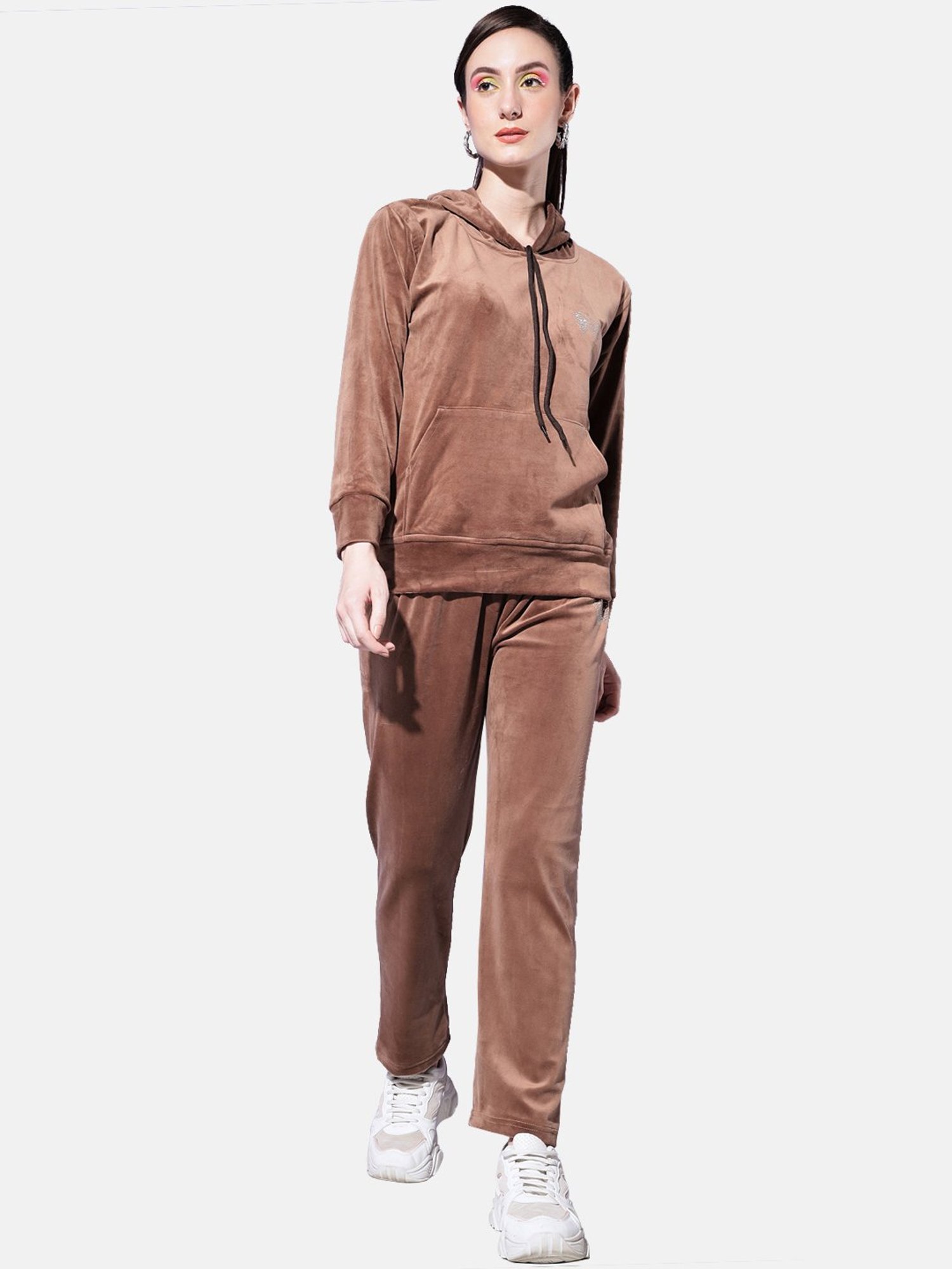 BUYNEWTREND Brown Regular Fit Sports Tracksuit