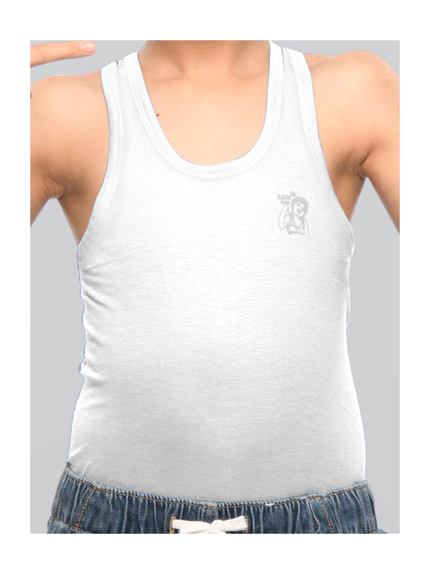 Lux Venus Boys White Solid Vest (Pack Of 8)