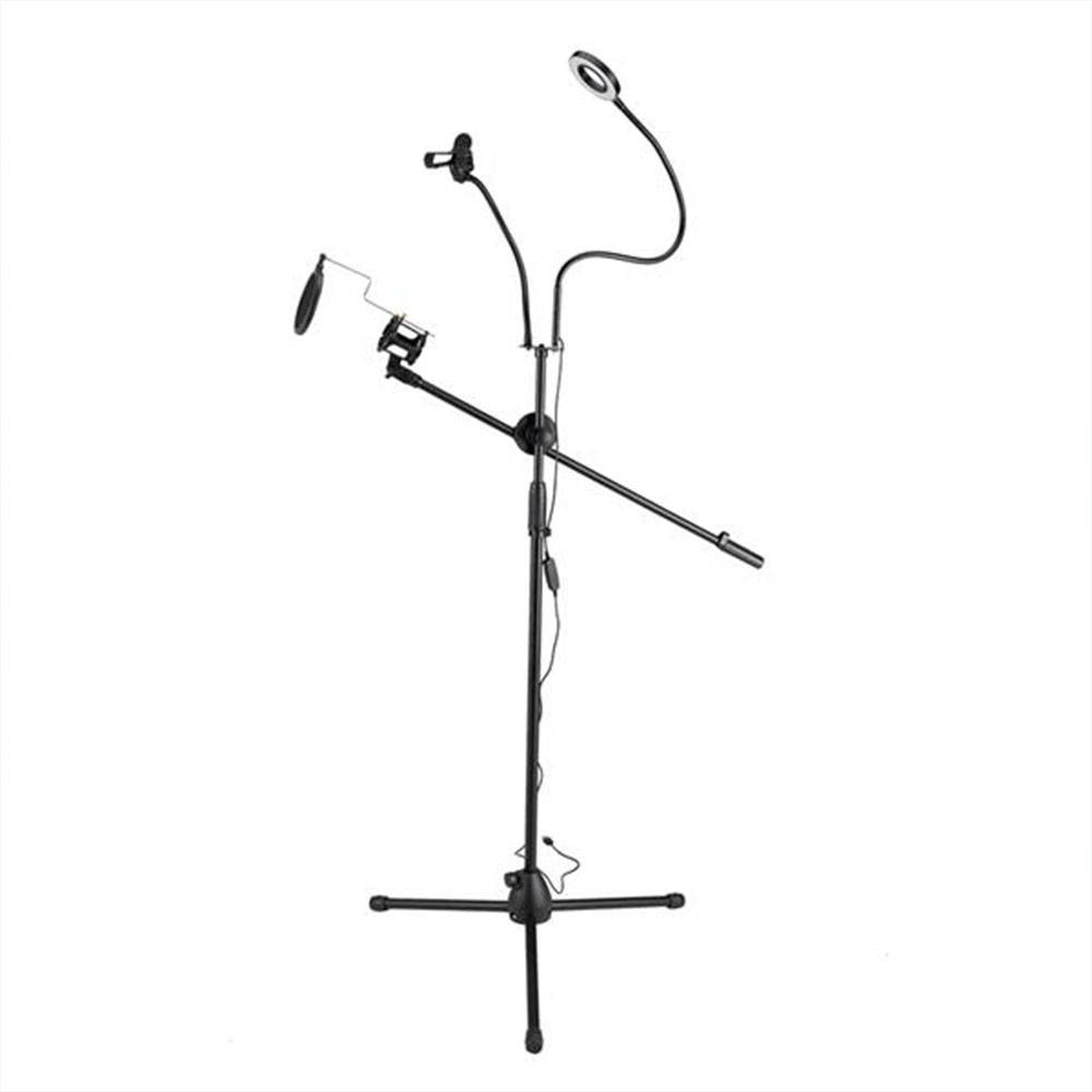 3.5" Selfie Ring Light with Tripod Stand & Cell Phone Holder & Mic stand & Pop Filter for Live Stream / Makeup Compatible with iPhone and Android Smartphone