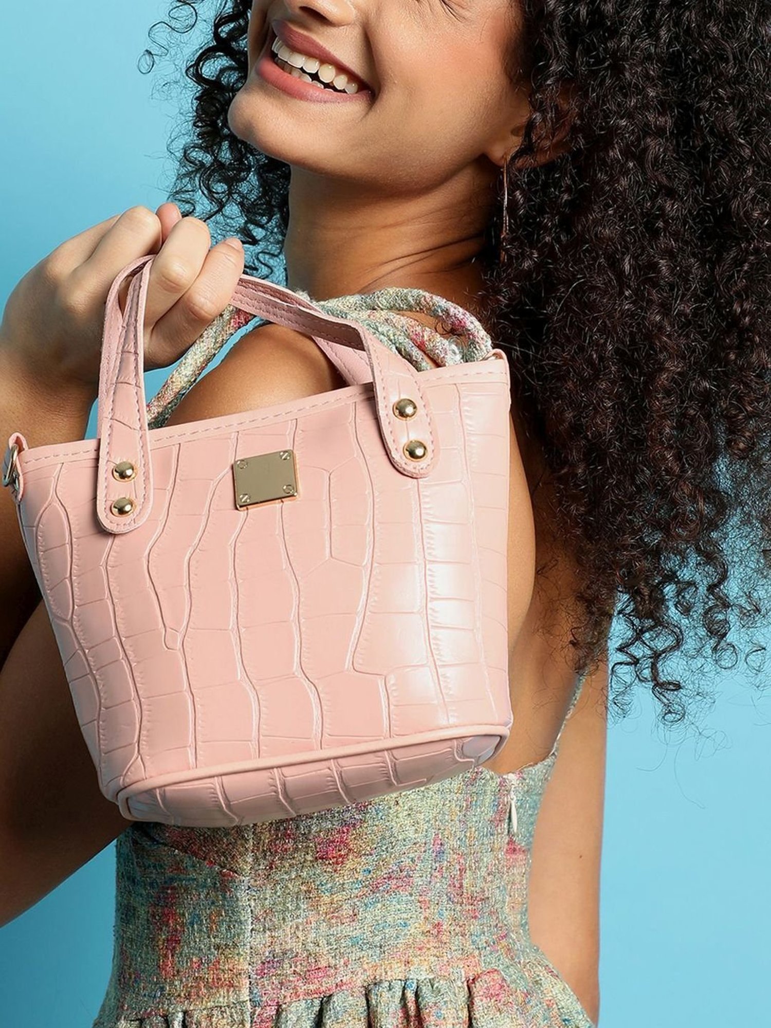 HauteSauce Pink Textured Small Handbag