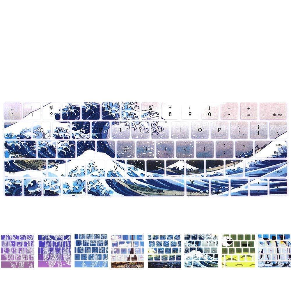 YMIX MacBook Keyboard Cover - Washable Silicone Keyboard Cover for MacBook Pro 13 (A1706) & Pro 15 (A1707) with Touch Bar - Showa Sea