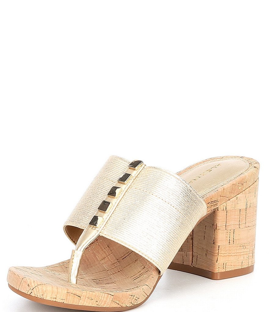 Alex Marie Barianne Elastic Thong Block Heel Sandals