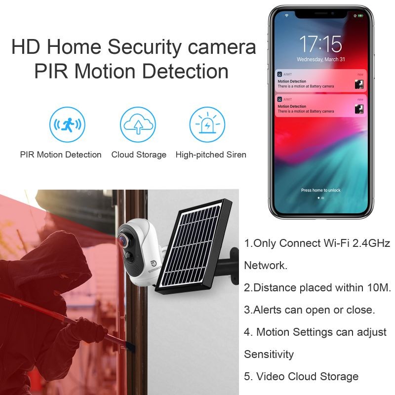 WONGKUO Home Security Camera Outdoor, IP/Network Camera, Wireless Surveillance Security Cameras With 1080P Night Vision/ PIR Motion Detection/ 2-Way Audio/ IP65 Waterproof