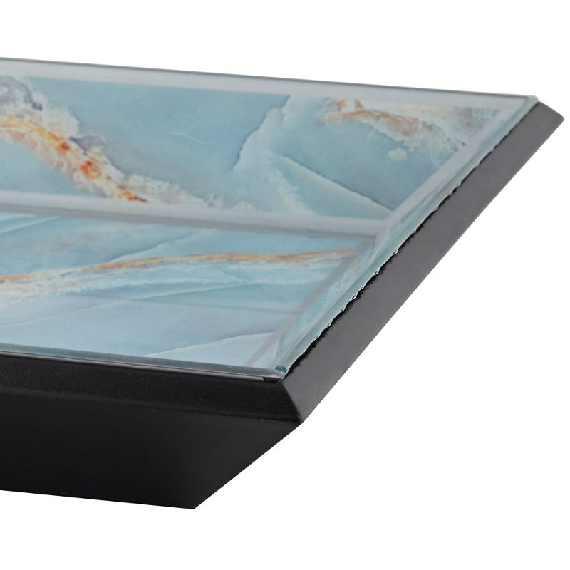 Studio 55D Shiny Polished Blue Glass Decorative Tray