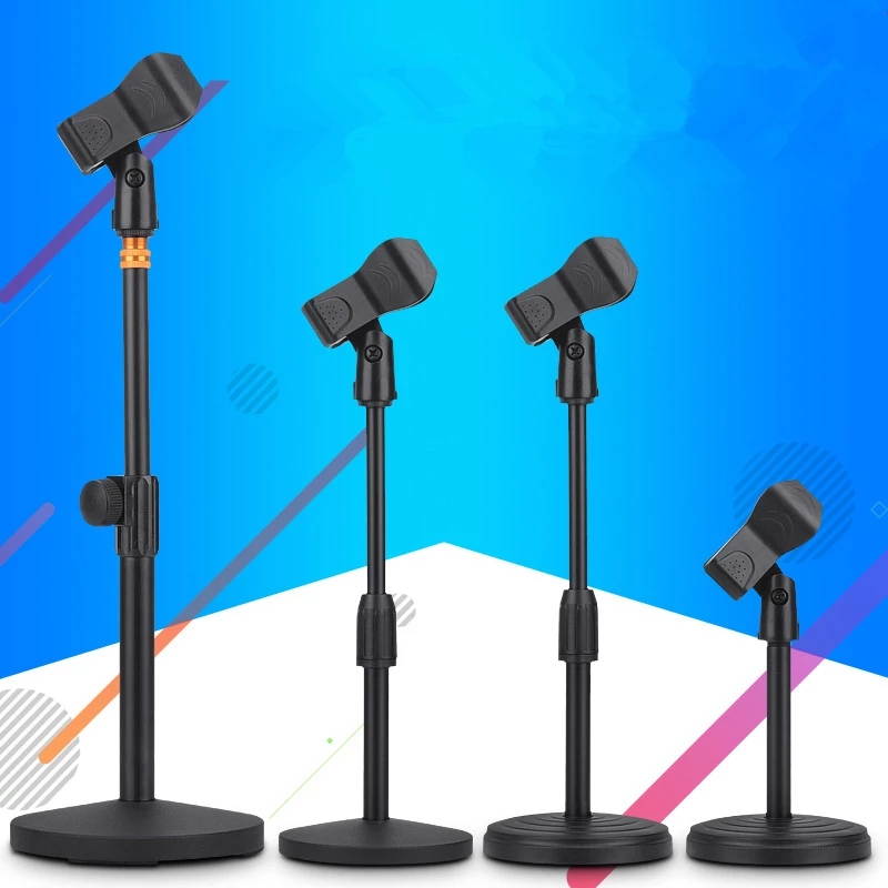 oldable Desktop Mic Stand Adjustable Angle Foldable Table Tops Microphone Mount Holder Stand Bracket Plastic Black