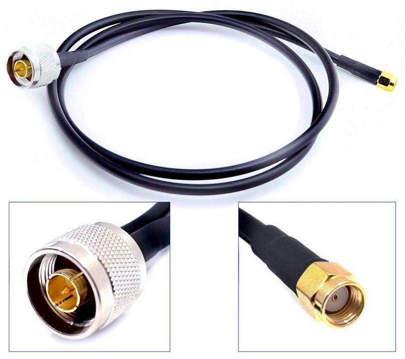 N Male to RP-SMA Male Connector Antenna Pigtail Coaxial 2.4Ghz/5Ghz LMR200 Low Loss Copper Cable (6.5ft (2m/200cm) Length)