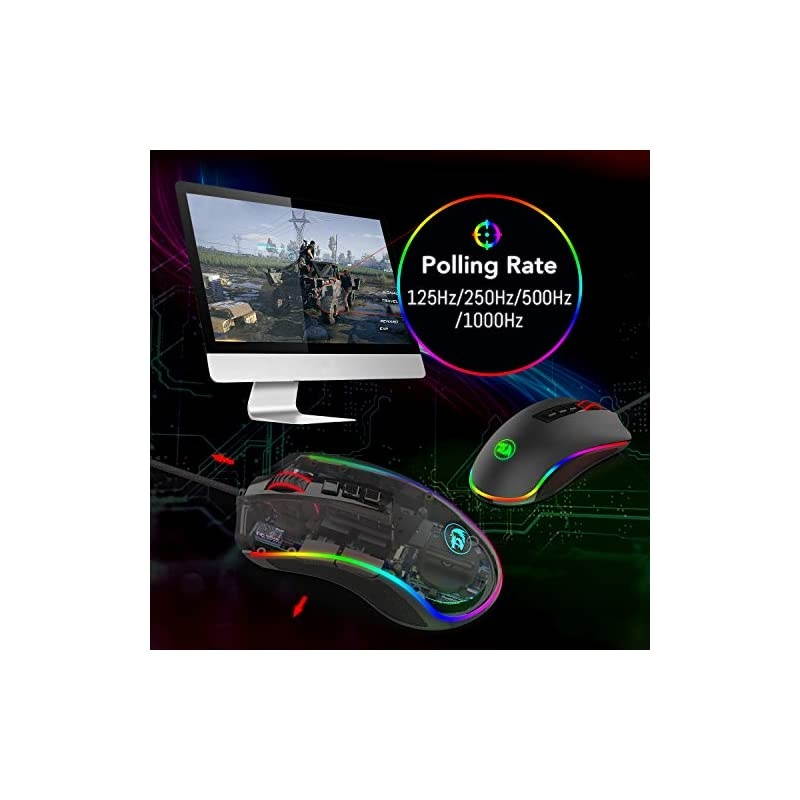 M711FPS Cobra FPS Optical Switch LK Gaming Mouse with 168 Million RGB Color Backlit 24000 DPI 7 Programmable Buttons