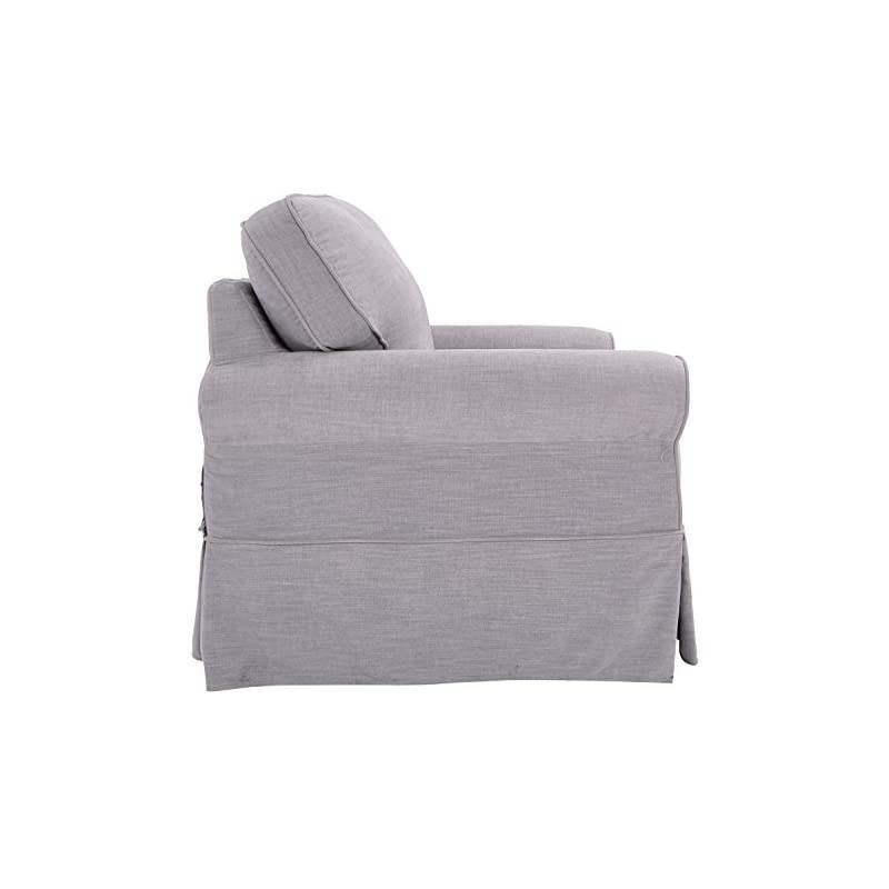 Home Furnishings Ashton Slipcover Round Arm Chair, Grey