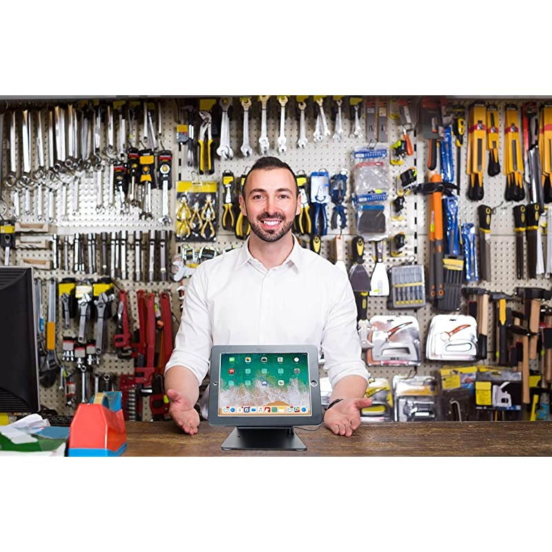 Desktop Anti-Theft iPad Stand for iPad Air iPad Pro 9 7 iPad Gen 6 (2018) iPad Gen 5 (2017) iPad (Gen 2-4) Compatible with Headphone Jack Credit Card Readers & More, Black