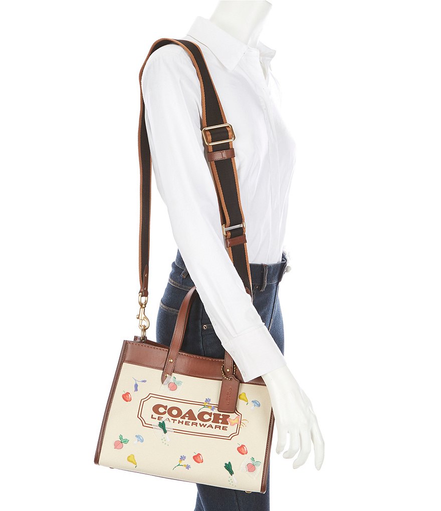 COACH All Over Garden Signature Embroidered Canvas Coach Badge Field Tote Bag