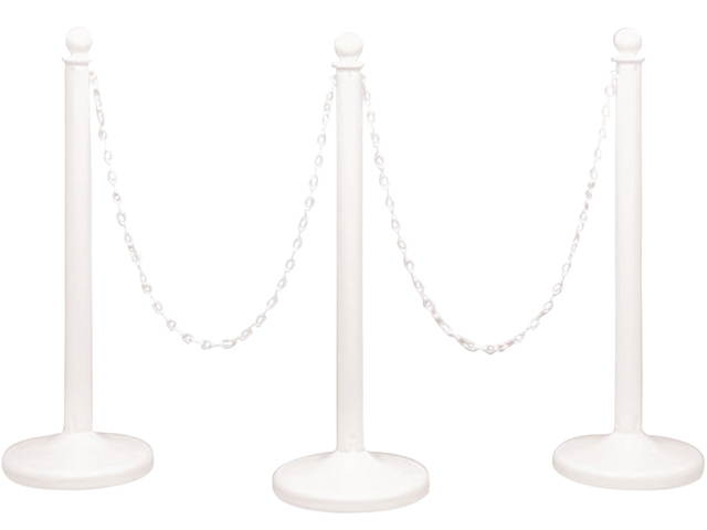 Crowd Control Stanchions, Plastic, 14 X 39, White, 6/Box