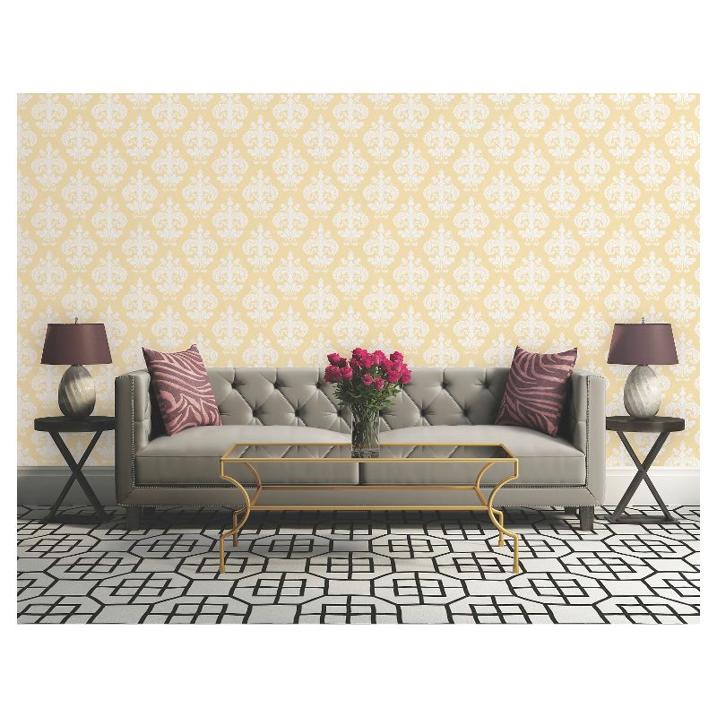 Devine Color Chantilly Peel & Stick Wallpaper Yellow/White