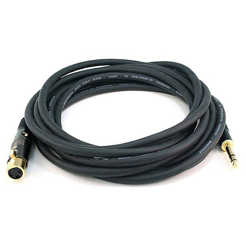 104771 15-Feet Premier Series XLR Female to 1/4-Inch TRS Male 16AWG Cable gold