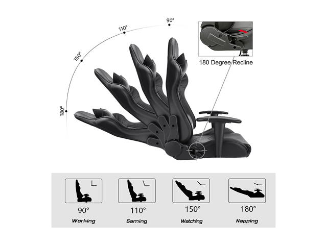 Vitesse Gaming Office Chair with Carbon Fiber Design, High Back Racing Style Seat, Swivel, Lumbar Support and Headrest(Red)