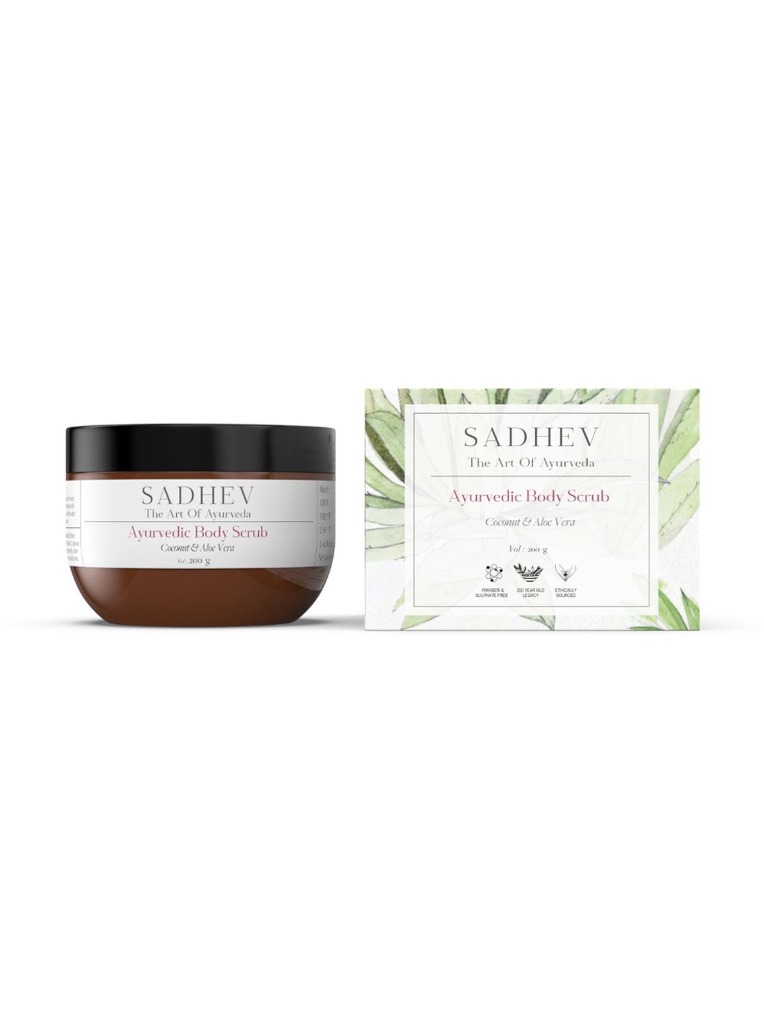 SADHEV The Art Of Ayurveda Natural Ayurvedic Coconut & Aloe Vera Body Scrub - 200 gm