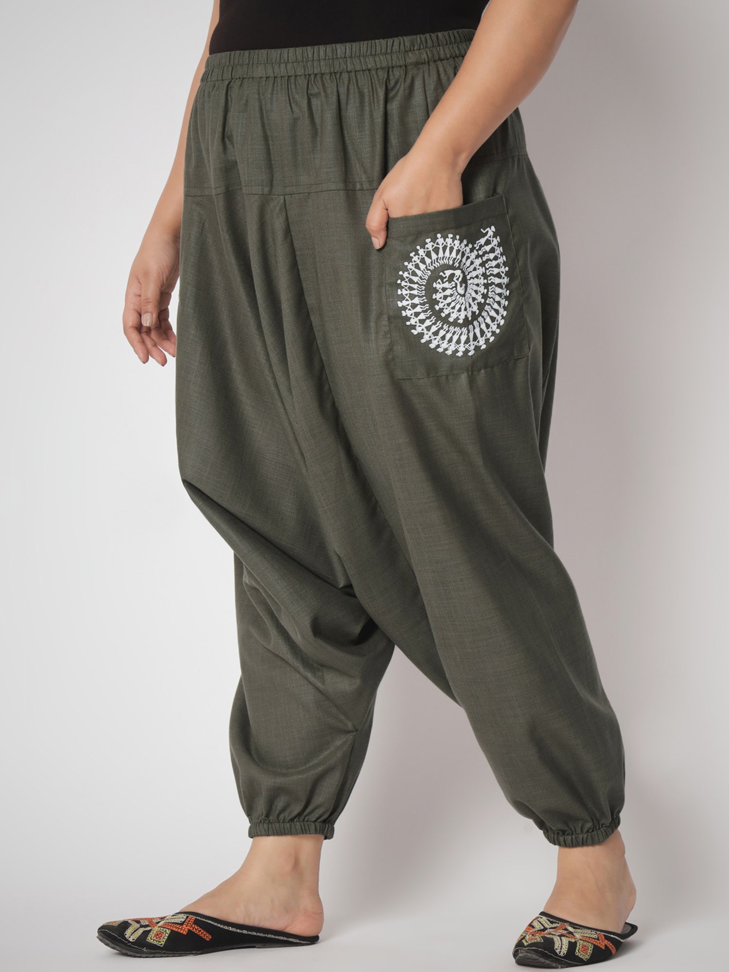 9rasa Olive Printed Plus Size Pants