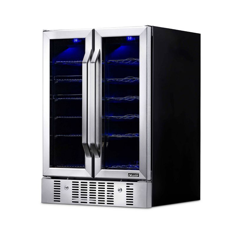 NewAir 18 Bottle and 58 Can Dual Zone Beverage and Wine Cooler - Stainless Steel AWB-360DB
