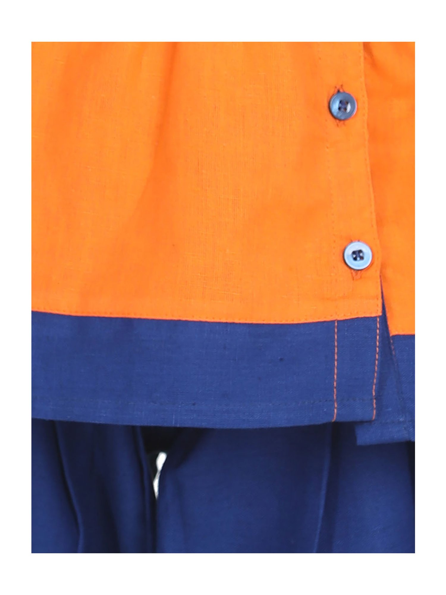 BownBee Kids Orange & Navy Printed Top with Dhoti