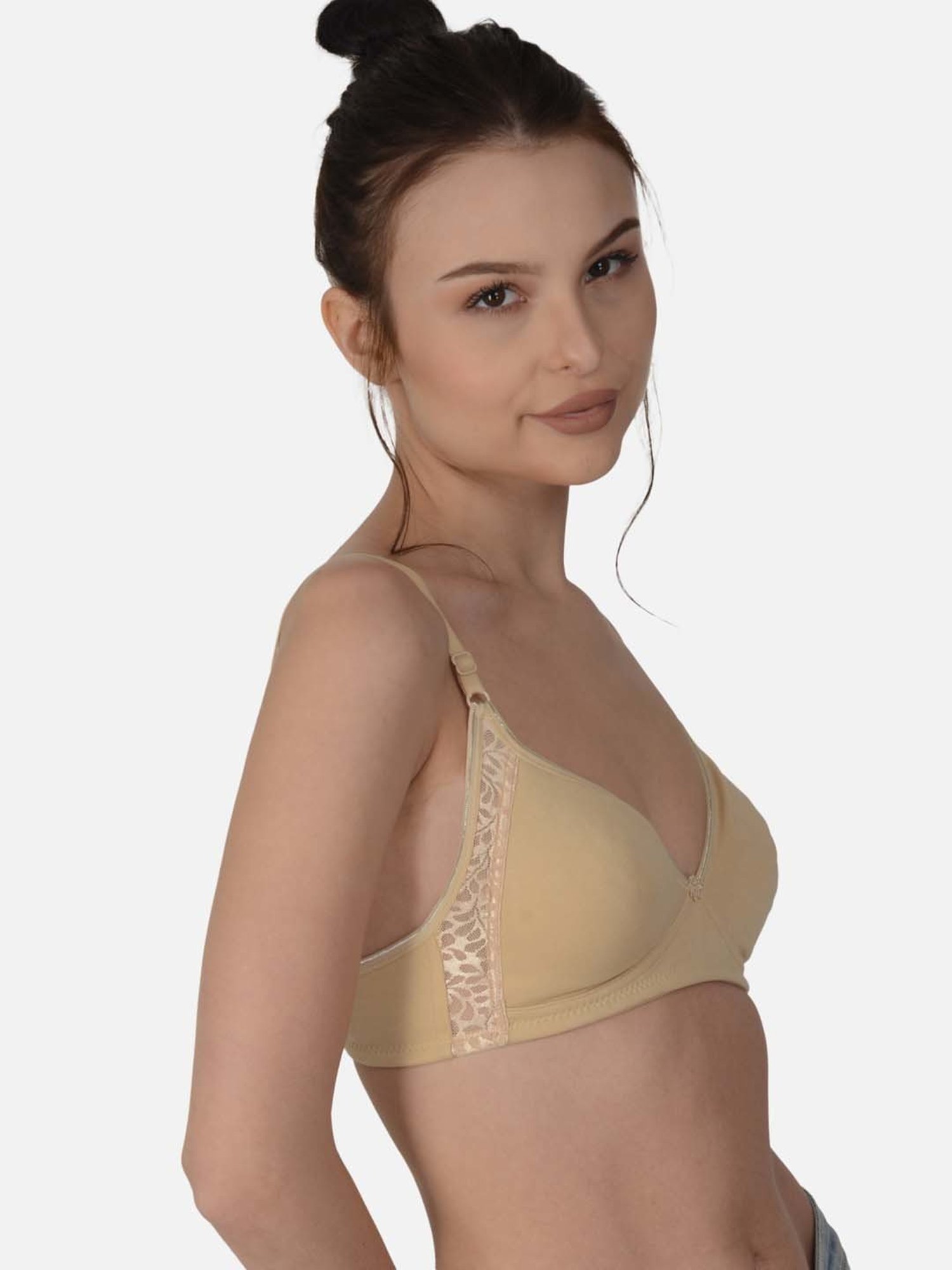 mod & shy Beige Cotton Non-Padded Seamless Bra