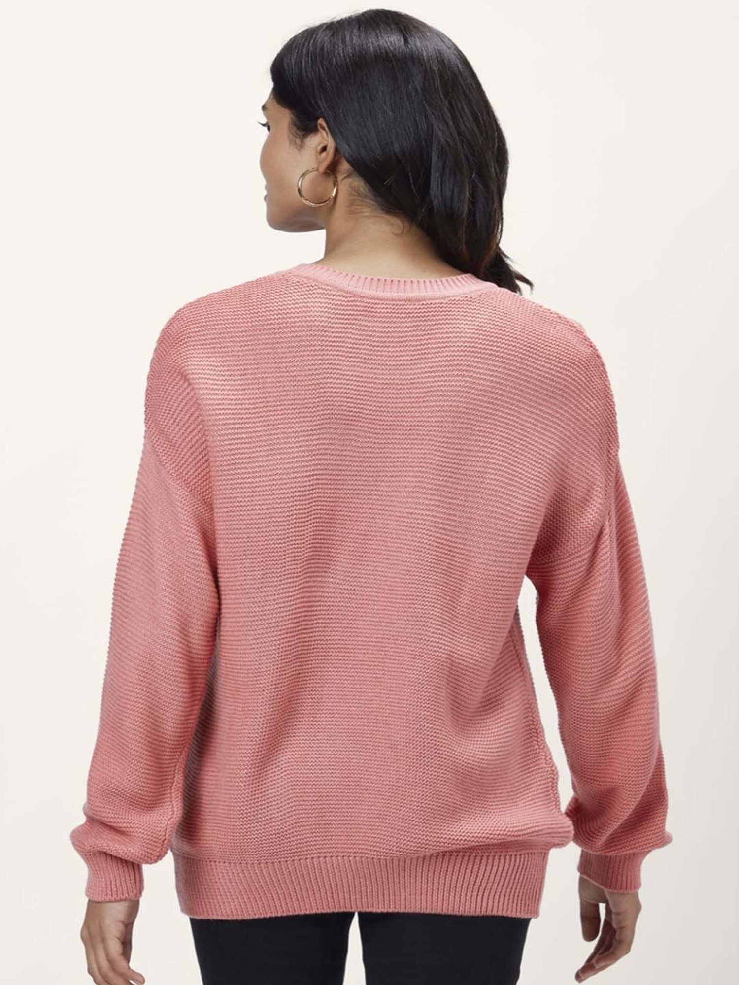 Honey by Pantaloons Pink Self Pattern Sweater