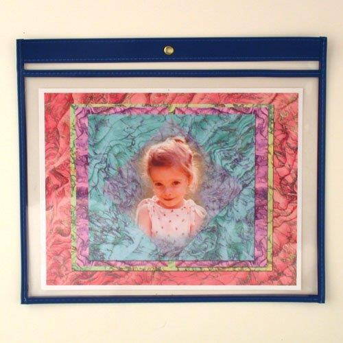 StoreSMART - Rigid Sewn Vinyl Plastic Pockets - Blue - 10 pack - 9 x 12 inches - Open Long Side - T85205L-B10