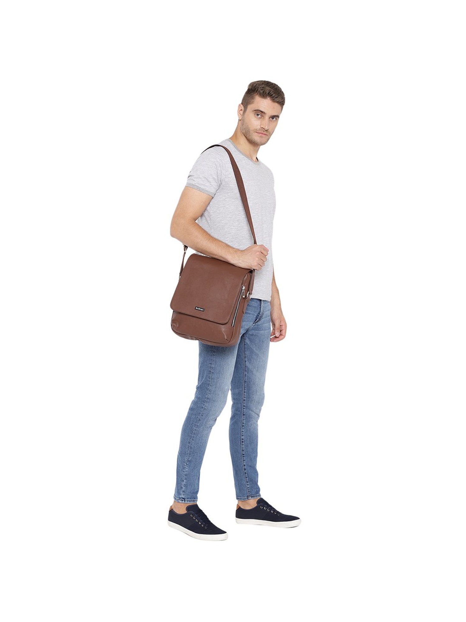 Bad Habit Brown Solid Medium Laptop Cross Body Bag