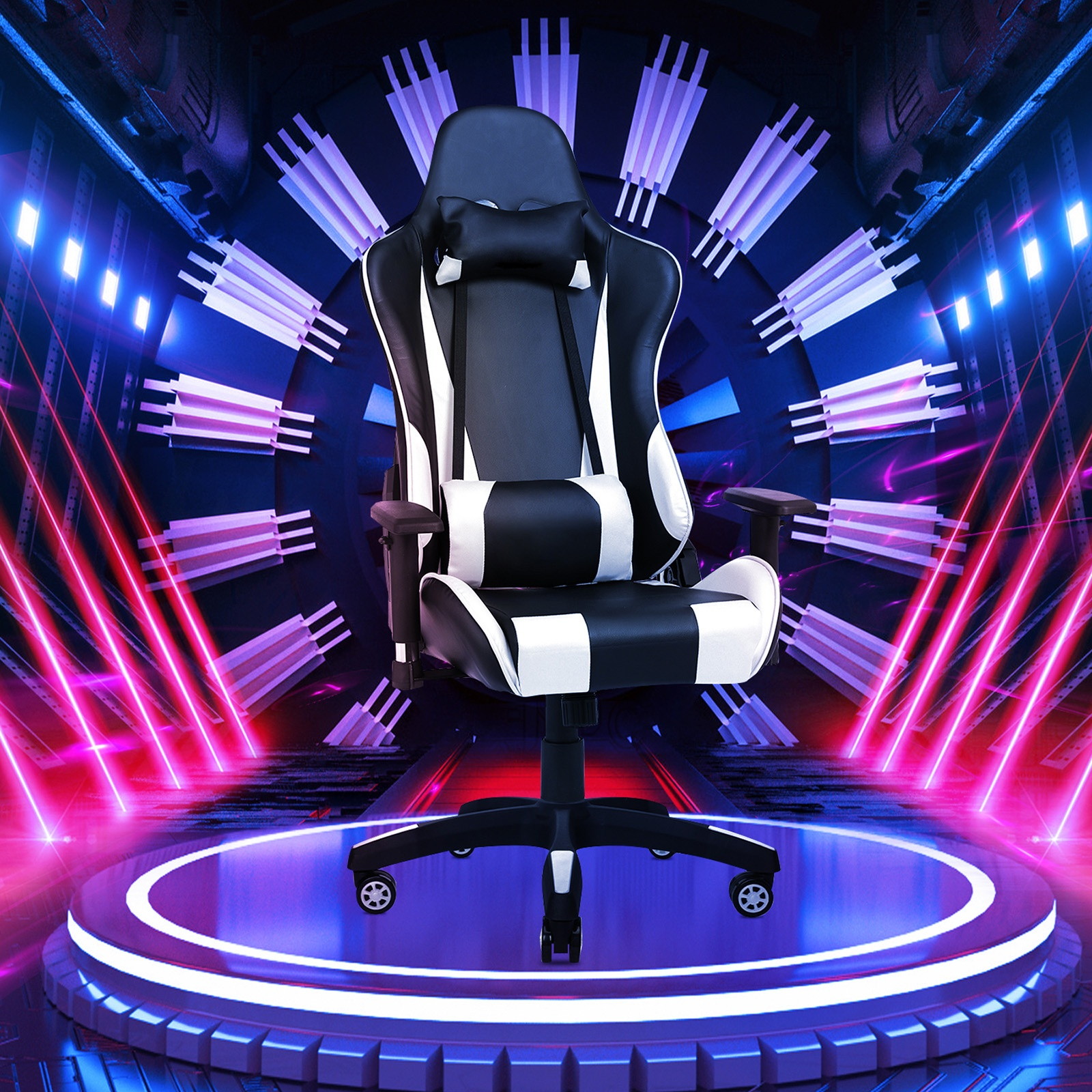 YOUTHUP Racing Style Gaming Chair Adjustable Ergonomic Computer Desk Chair,PU Leather Racing Reclining Swivel High Back Chair with Headrest and Lumbar Support,Pink