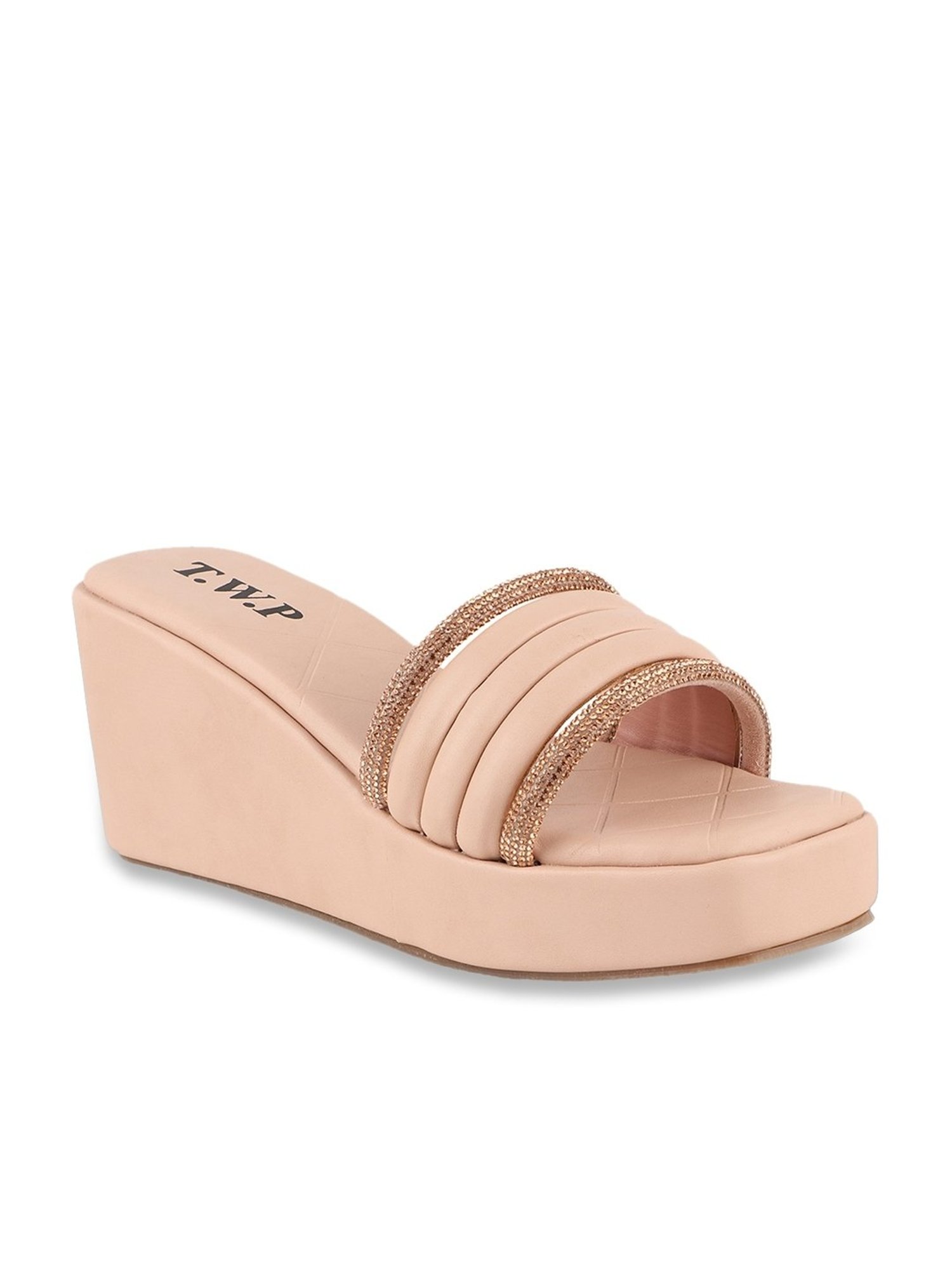 The White Pole Women's Nude Casual Wedges
