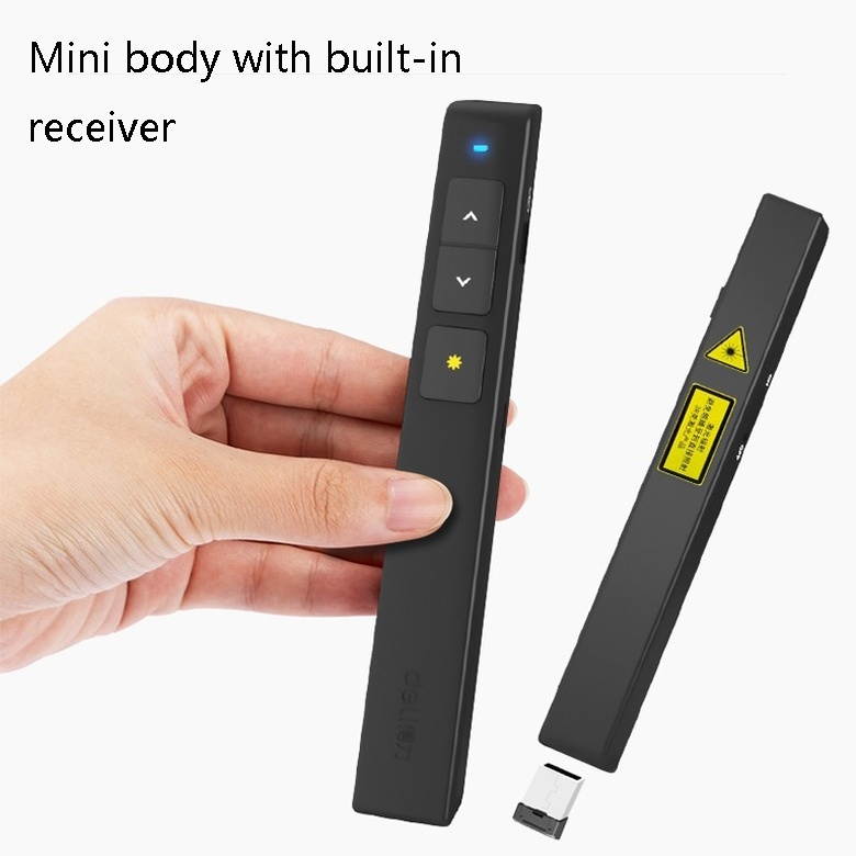 Deli 2.4GHz Laser Page Turning Pen Rechargeable Speech Projector Pen, Model: 2802L