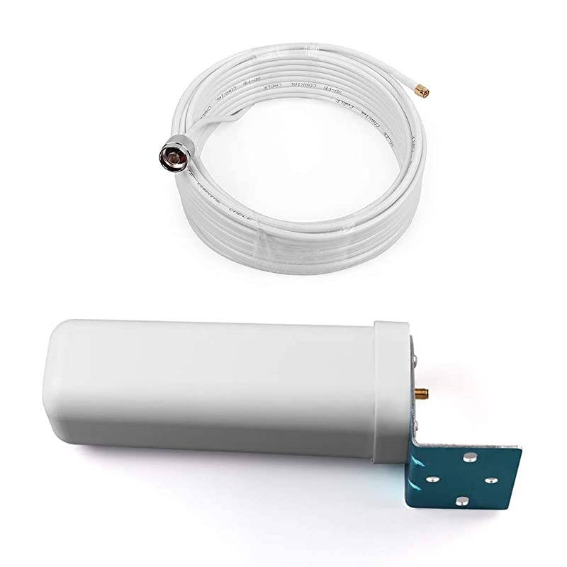 Universal Wide-Band GSM 3G 4G LTE Omni-Directional Outdoor Antenna Pole Mount with 49.2ft(15m) RG58 SMA Male to N Male 3D-FB Coax Cable for Cell Signal Boosters