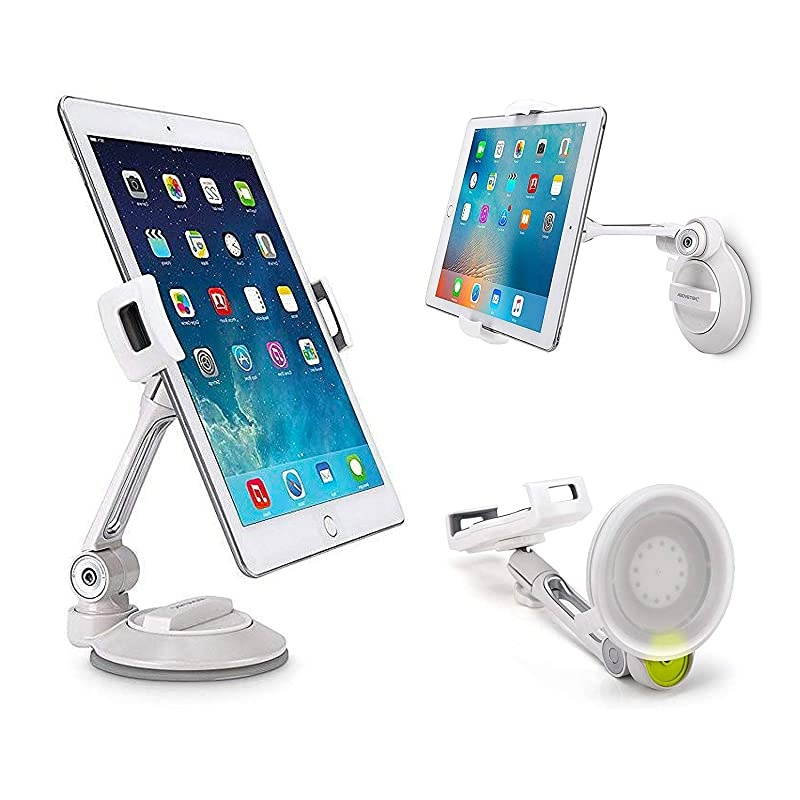 Tight iPad Suction Cup Holder Fits 411 Display Swivel Sticky Tablet Phone Stand Pad to Mount Smartphone iPhone 5 6 7 iPad Mini Cell on Smooth Surface Desk Countertop Mirror Car Truck Window