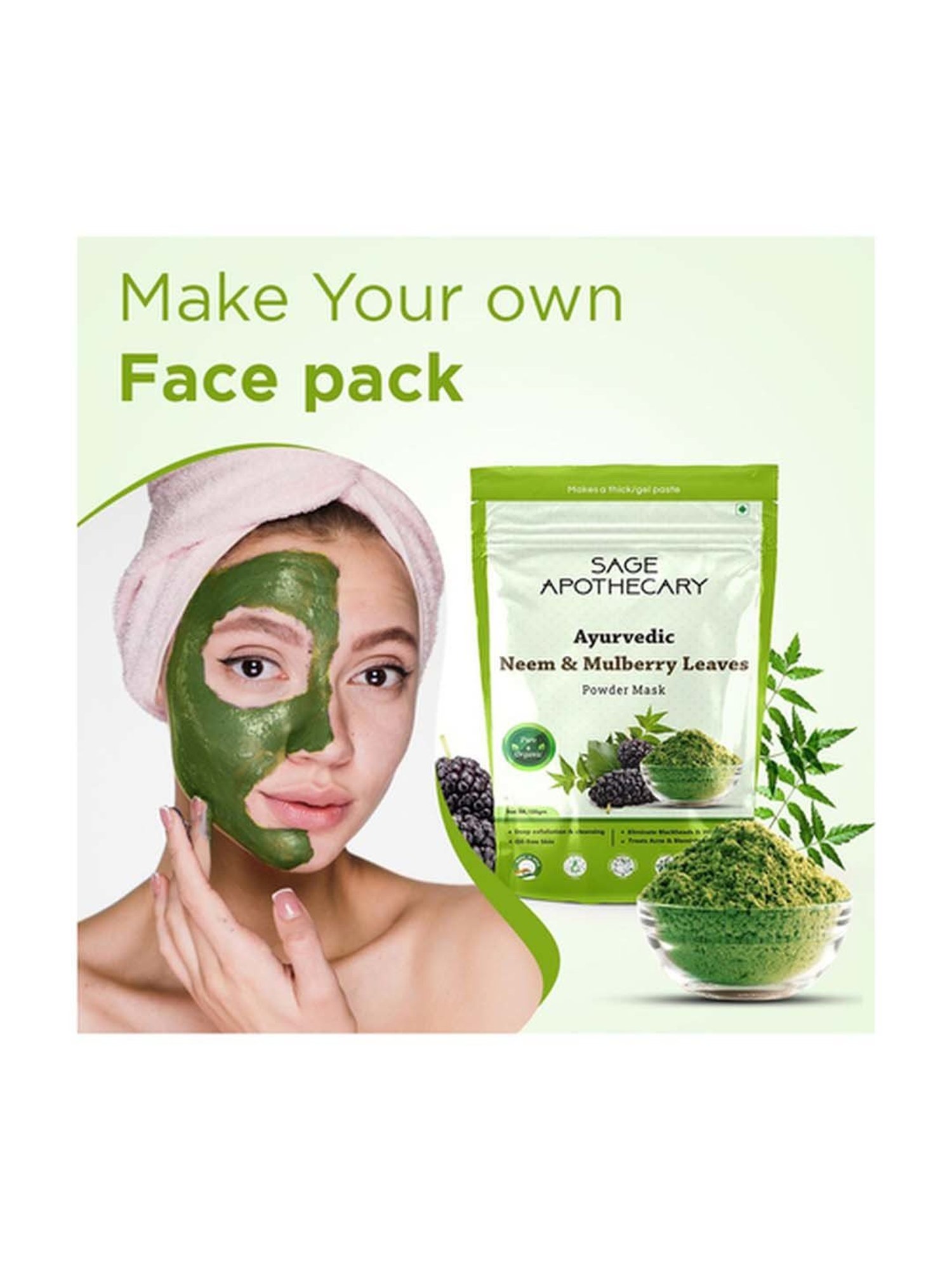 Sage Apothecary Ayurvedic Neem & Mulberry Leaves Powder Face Mask - 100 gm