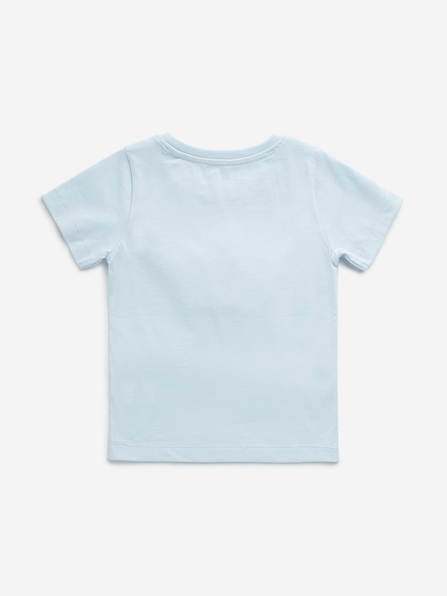 HOP Kids by Westside Light Blue Crown Applique-Detailed Cotton T-Shirt