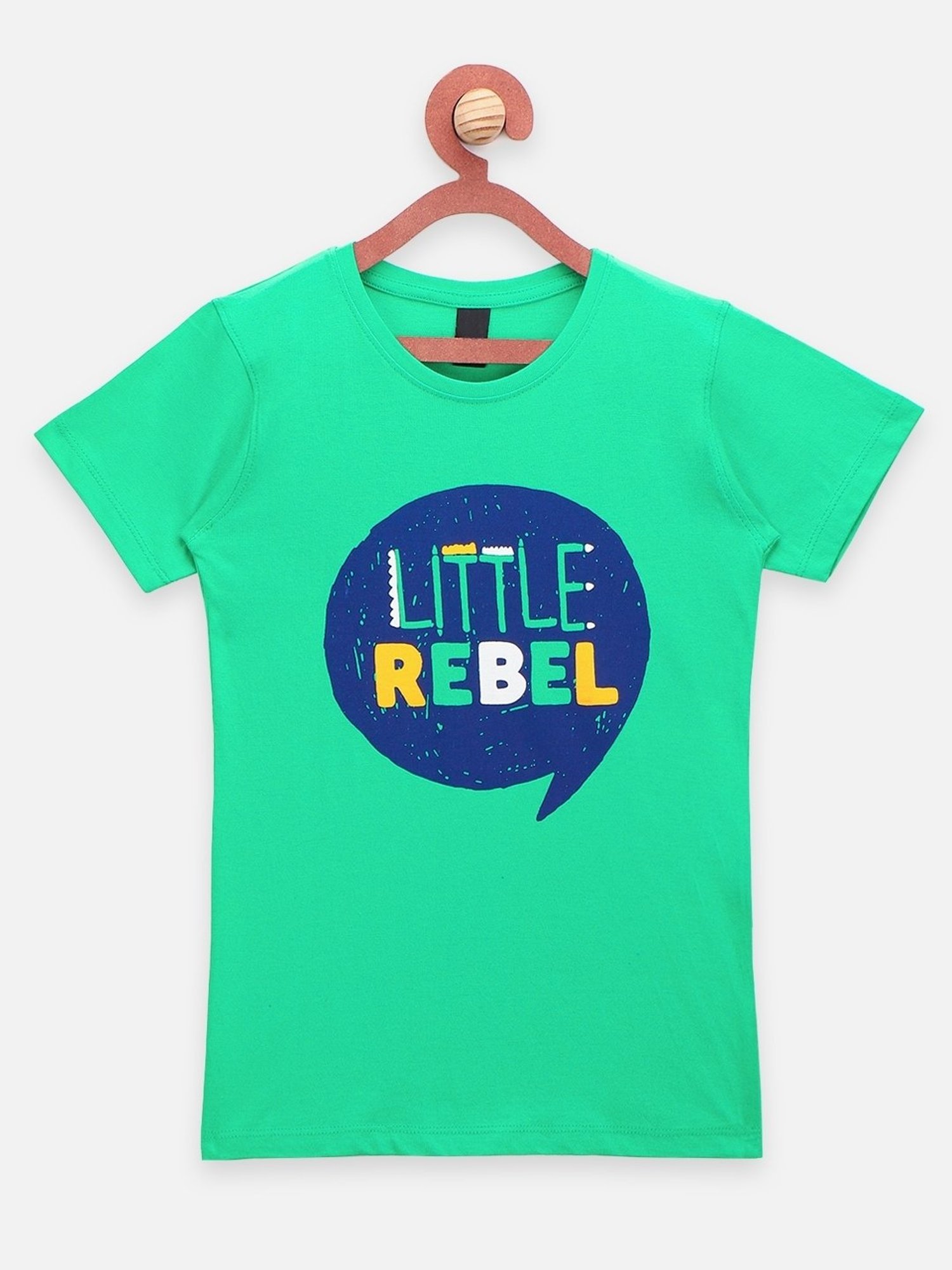 LilPicks Kids Blue & Green Cotton Printed T-Shirts (Pack of 2)