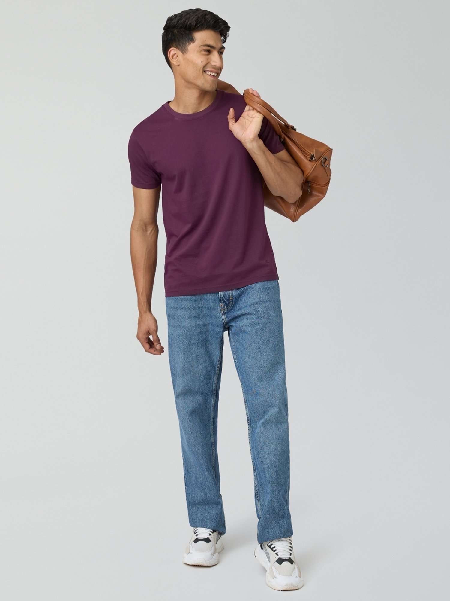 XYXX Plum Red Cotton Regular Fit Polo T-Shirt