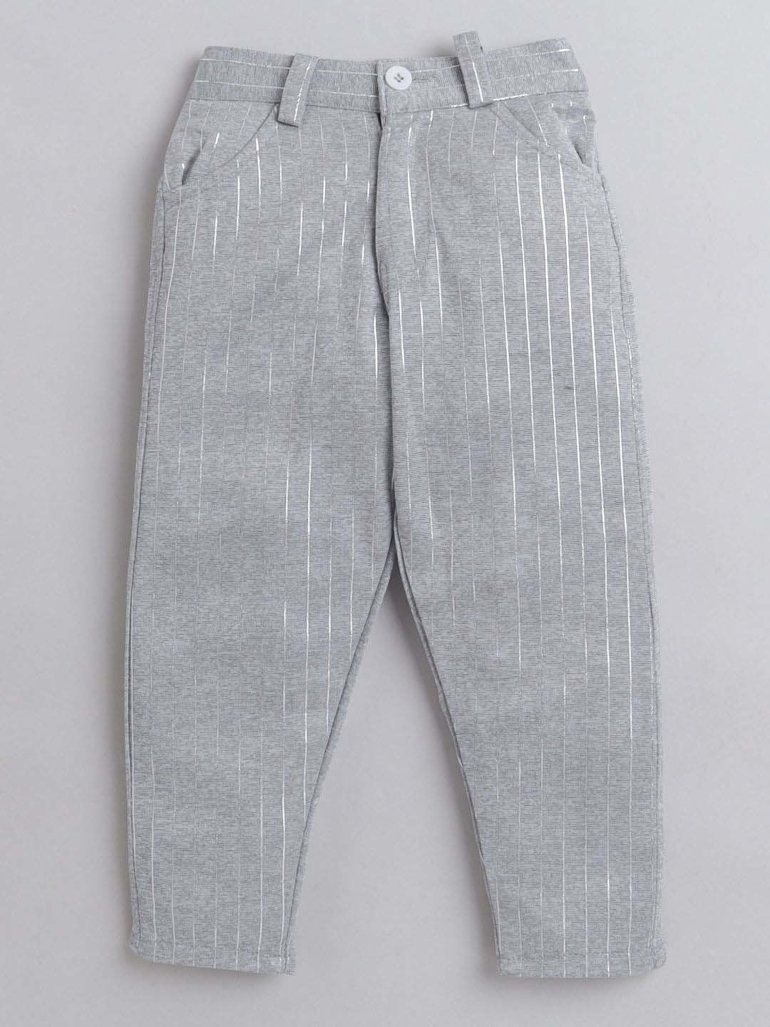 Fourfolds Boys Grey Solid Full Sleeves Clothing Set