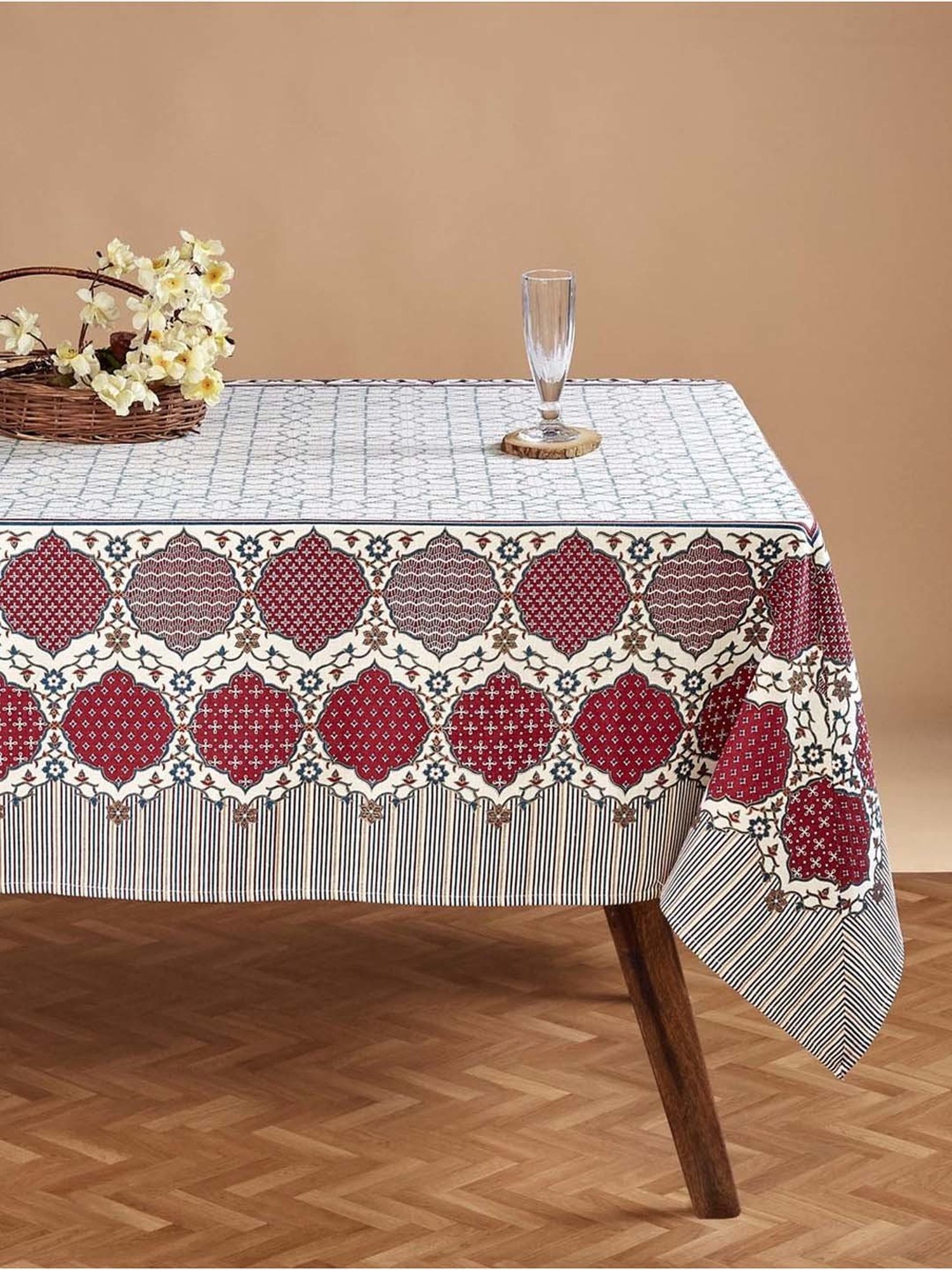 Romee Beige Cotton Checks Table Linen Sets