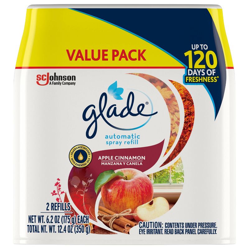 Glade Lg Auto Air Freshner - Apple Cinnamon - 2ct