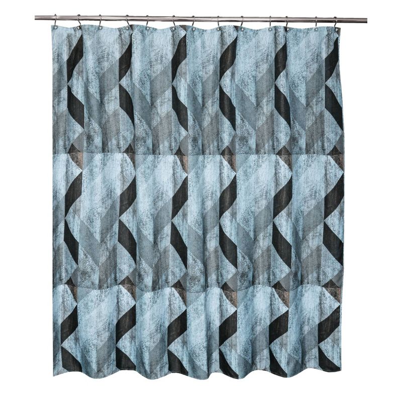 Zig Zag Shower Curtain Teal/Tan - Moda at Home