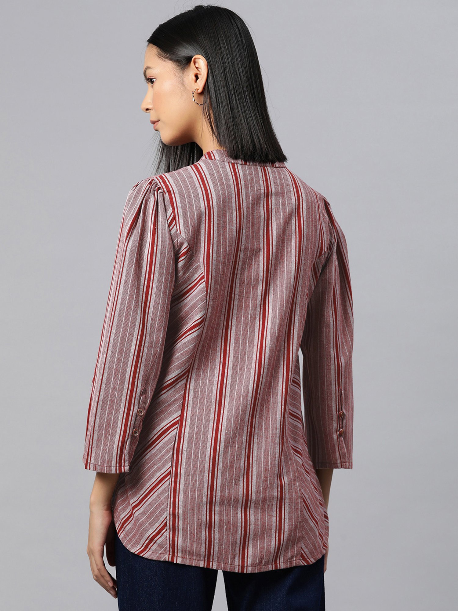 Cottinfab Maroon Striped Top